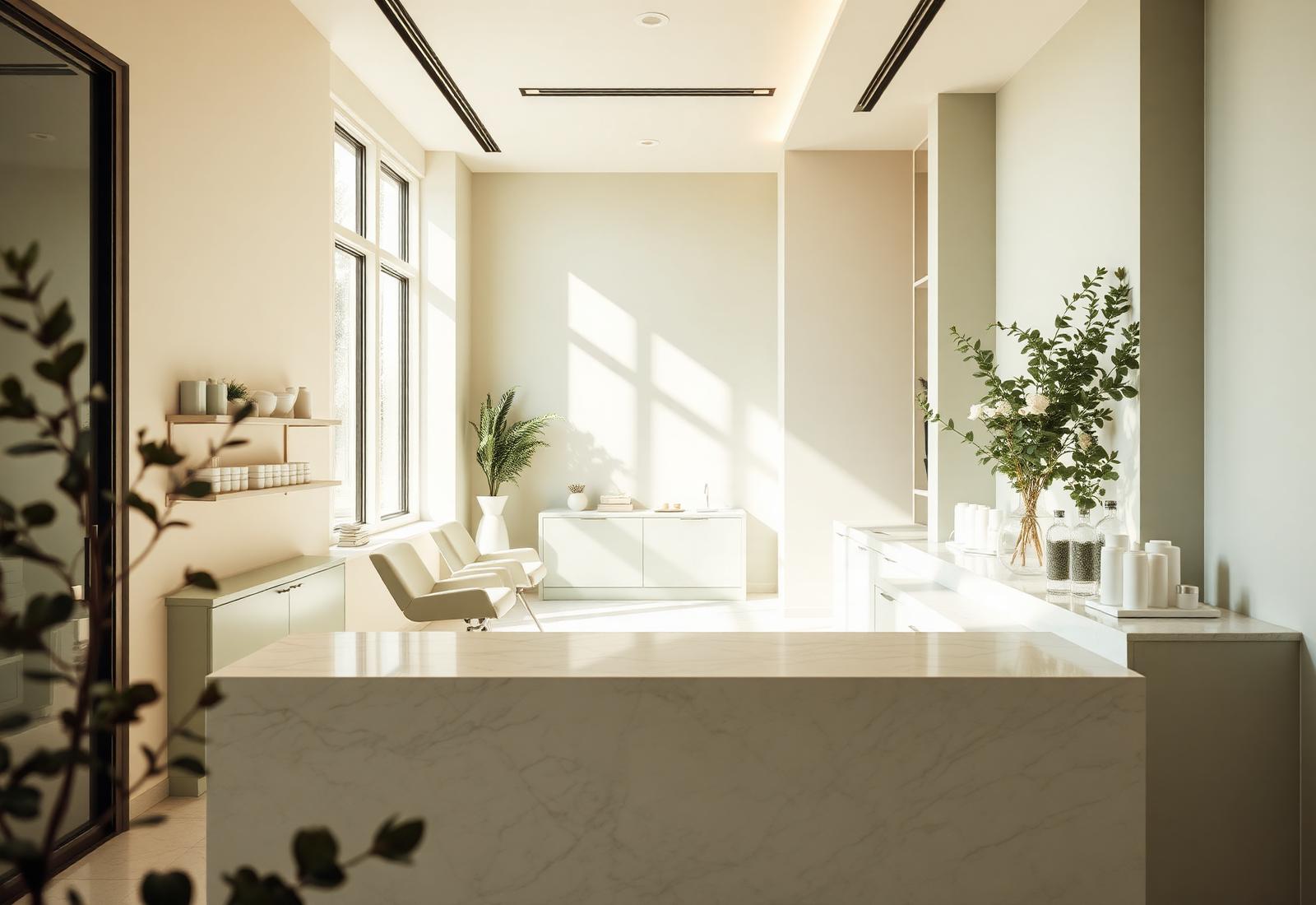 Institut de beauté élégant baigné de lumière naturelle
